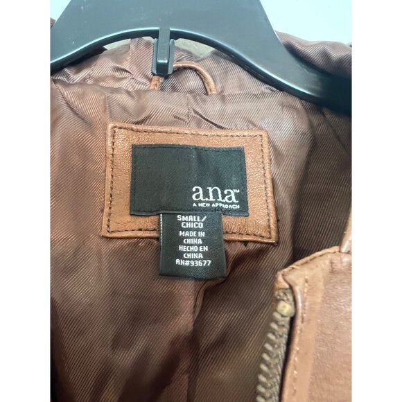 Vintage Womens Brown Leather Jacket With Hood & Zipper Front Closure Size S Genu - Picture 7 of 7